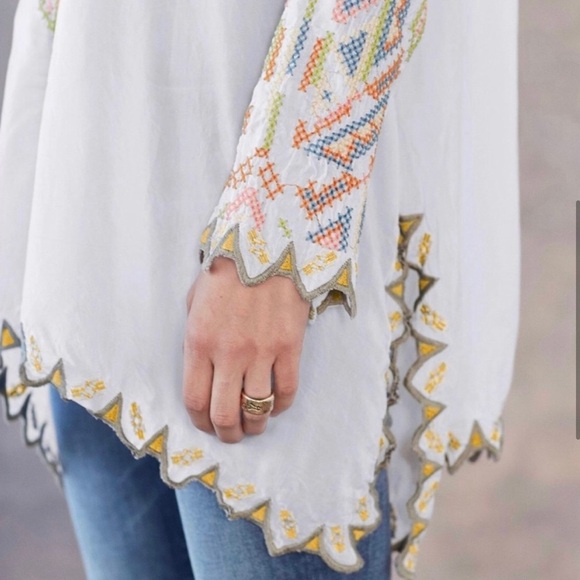 Johnny Was Festival Long-Sleeve Embroidered Georgette Tunic - Picture 5 of 14